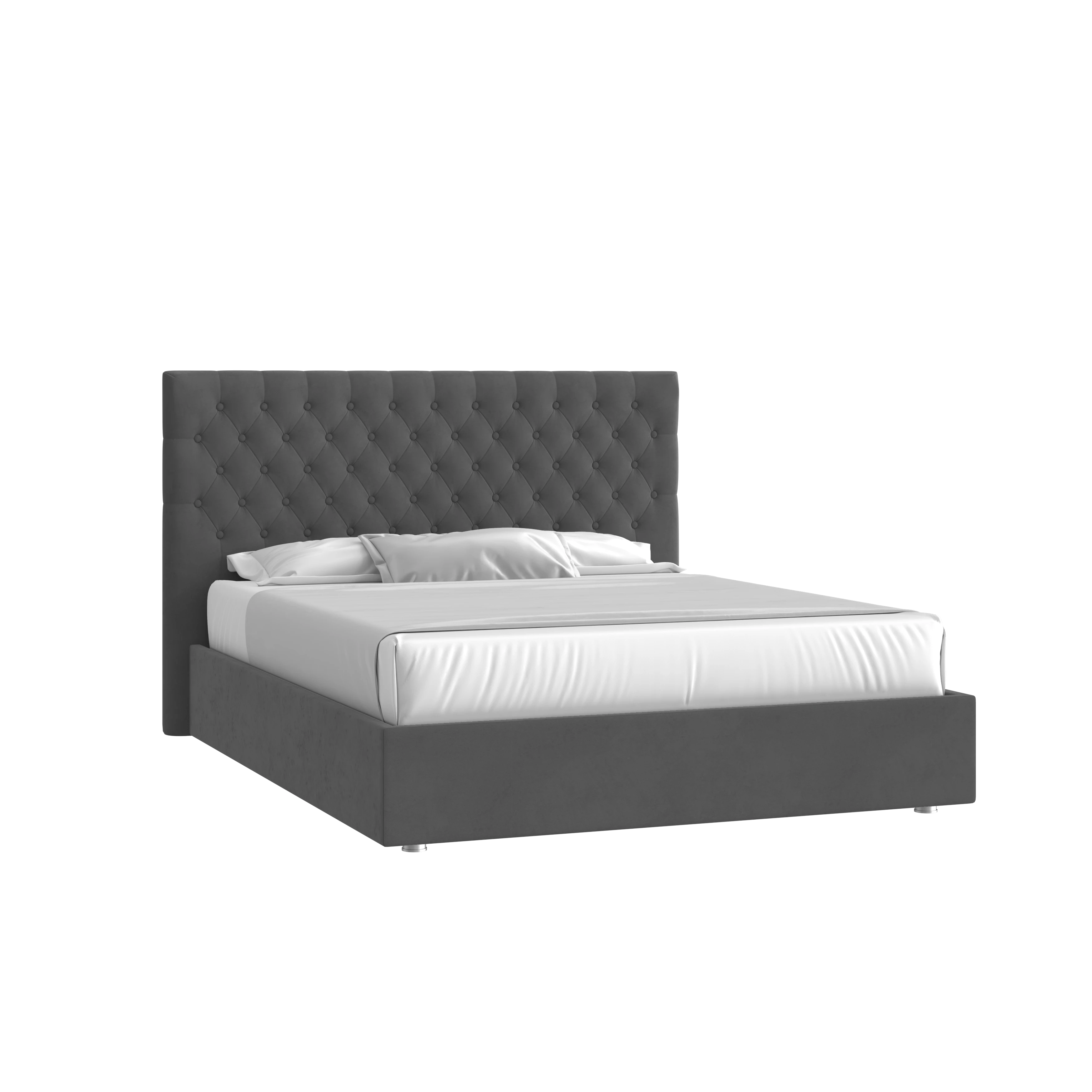 Кровать Грация 160х200 Микровелюр Инфинити 02 темно-серый