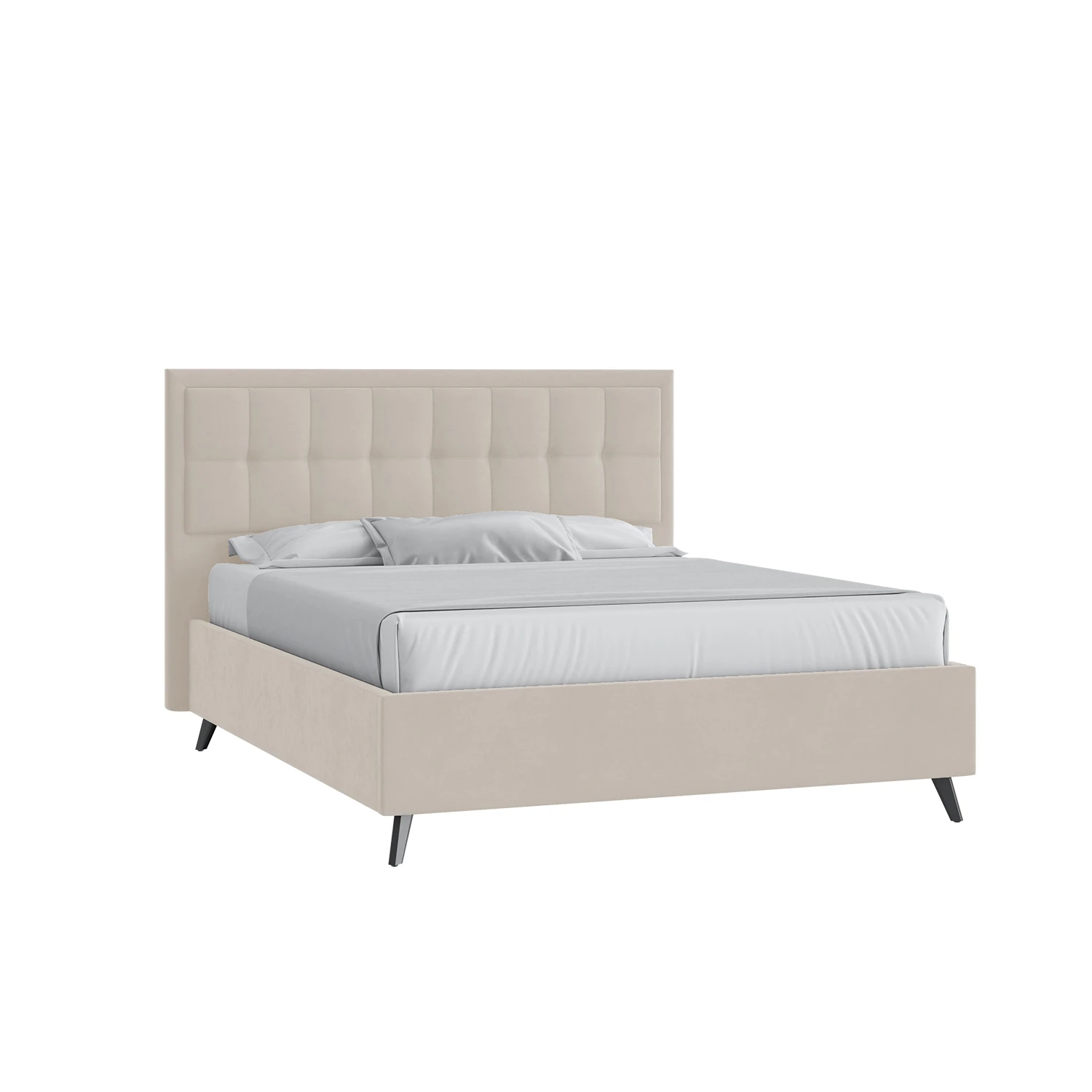 Кровать Аккорд 160х200 Микровелюр Фиеста 02 слоновая кость на высоких опорах