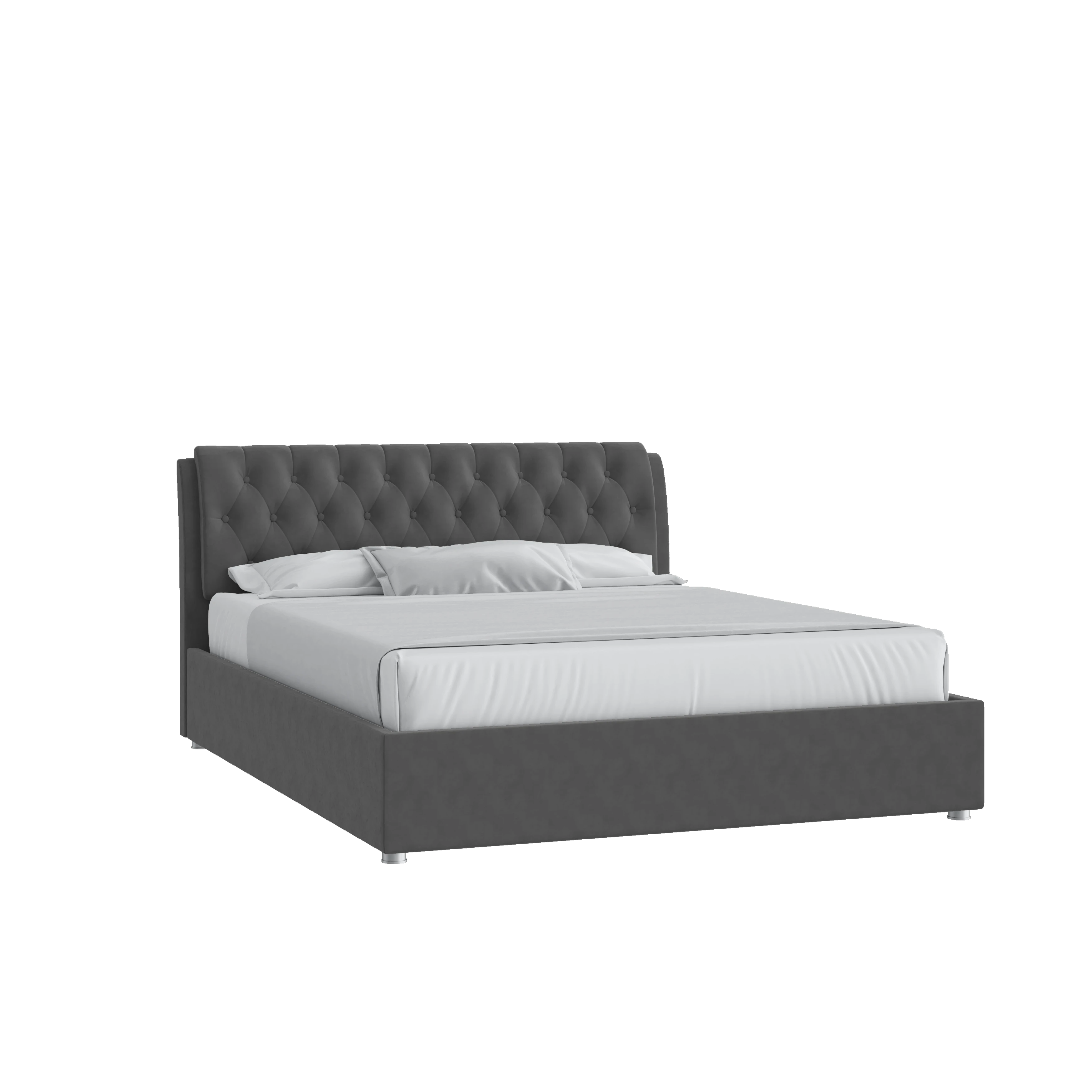 Кровать Алиса 160х200 Микровелюр Инфинити 02 темно-серый