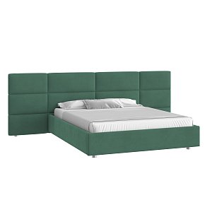 Кровать Тренд большое изголовье 160х200 Микровелюр Фиеста 22 малахит с подъемным механизмом