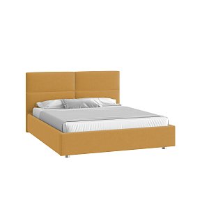 Кровать Тренд малое изголовье 160х200 Микровелюр Каприз 48 горчичный с подъемным механизмомс низкими опорами