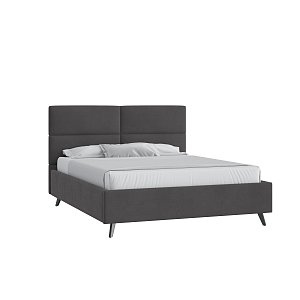 Кровать Тренд малое изголовье 160х200 Микровелюр Инфинити 02 темно-серый с высокими опорами