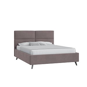Кровать Тренд малое изголовье 160х200 Микровелюр Фиеста 06 серо-бежевый с подъемным механизмом с высокими опорами