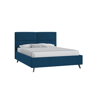 Кровать Тренд малое изголовье 160х200 Велюр Гелакси 027 синий с высокими опорами