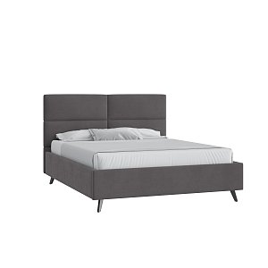 Кровать Тренд малое изголовье 160х200 Микровелюр Фиеста 13 темно-серый с высокими опорами