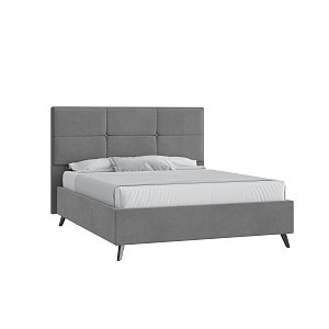 Кровать Мюнхен 160х200 Микровелюр Инфинити 01 серый высокие опоры