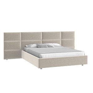 Кровать Тренд большое изголовье 160х200 Микровелюр Каприз 06 бежевый с подъемным механизмом