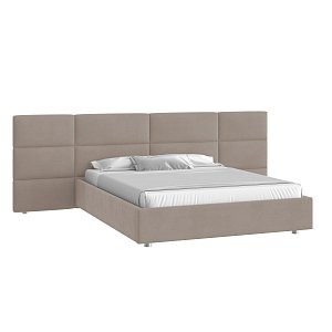 Кровать Тренд большое изголовье 160х200 Микровелюр Фиеста 12 светло-серый с подъемным механизмом