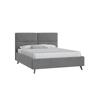 Кровать Тренд малое изголовье 160х200 Микровелюр Инфинити 01 серый с высокими опорами