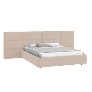 Кровать Тренд большое изголовье 160х200 Велюр Гелакси 602 кремовый
