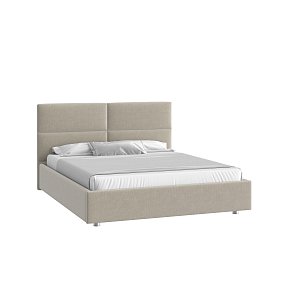 Кровать Тренд малое изголовье 160х200 Микровелюр Каприз 06 бежевыйс низкими опорами