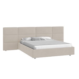 Кровать Тренд большое изголовье 160х200 Микровелюр Фиеста 02 слоновая кость с подъемным механизмом