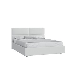 Кровать Тренд малое изголовье 160х200 Экокожа Терра ТМ 14 белыйс низкими опорами