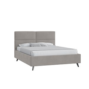 Кровать Тренд малое изголовье 160х200 Микровелюр Фиеста 12 светло-серый с подъемным механизмом с высокими опорами
