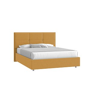 Кровать Мюнхен 160х200 Микровелюр Каприз 48 горчичный с подъемным механизмом на низких опорах