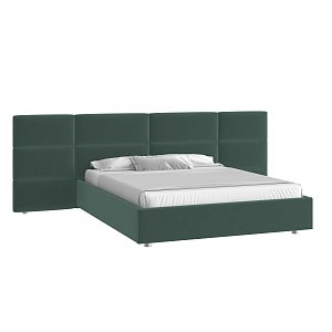 Кровать Тренд большое изголовье 160х200 Микровелюр Каприз 37 зеленый с подъемным механизмом