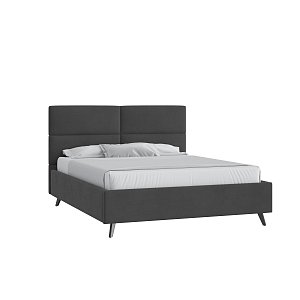 Кровать Тренд малое изголовье 160х200 Велюр Гелакси 011 серо-стальной с высокими опорами