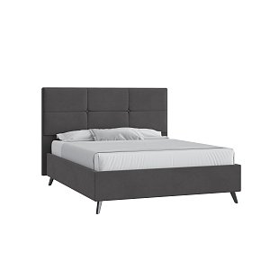 Кровать Мюнхен 160х200 Микровелюр Инфинити 02 темно-серый с подъемным механизмом высокие опоры