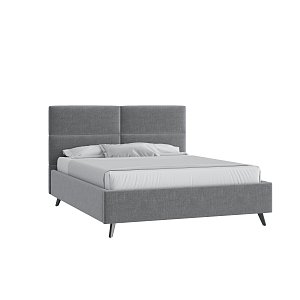 Кровать Тренд малое изголовье 160х200 Микровелюр Каприз 90 серый с подъемным механизмом с высокими опорами