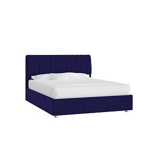 Кровать Танго 160х200 Микровелюр Инфинити 09 синий с низкими опорами