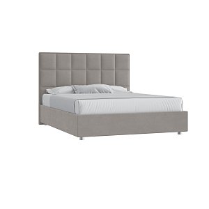 Кровать Квадро 160х200 Микровелюр Фиеста 12 светло-серый с подъемным механизмом