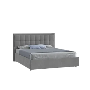 Кровать Аккорд 160х200 Микровелюр Инфинити 01 серый с подъемным механизмом на низких опорах