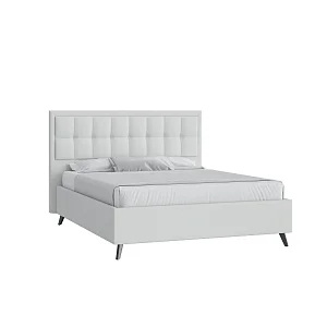 Кровать Аккорд 160х200 Экокожа Терра ТМ 14 белый с подъемным механизмом на высоких опорах