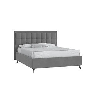 Кровать Аккорд 160х200 Микровелюр Инфинити 01 серый с подъемным механизмом на высоких опорах