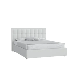 Кровать Аккорд 160х200 Экокожа Терра ТМ 14 белый на низких опорах