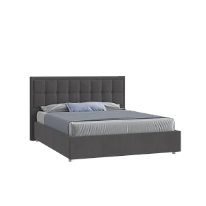 Кровать Аккорд 160х200 Микровелюр Инфинити 02 темно-серый с подъемным механизмом на низких опорах