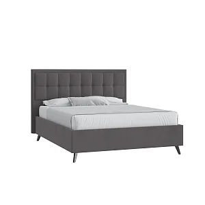 Кровать Аккорд 160х200 Микровелюр Фиеста 13 темно-серый с подъемным механизмом на высоких опорах