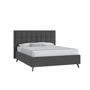 Кровать Аккорд 160х200 Микровелюр Инфинити 02 темно-серый на высоких опорах