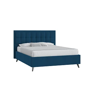 Кровать Аккорд 160х200 Велюр Гелакси 027 синий на высоких опорах
